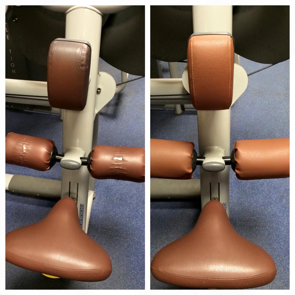 Brown Leather Gym Pad before and after
